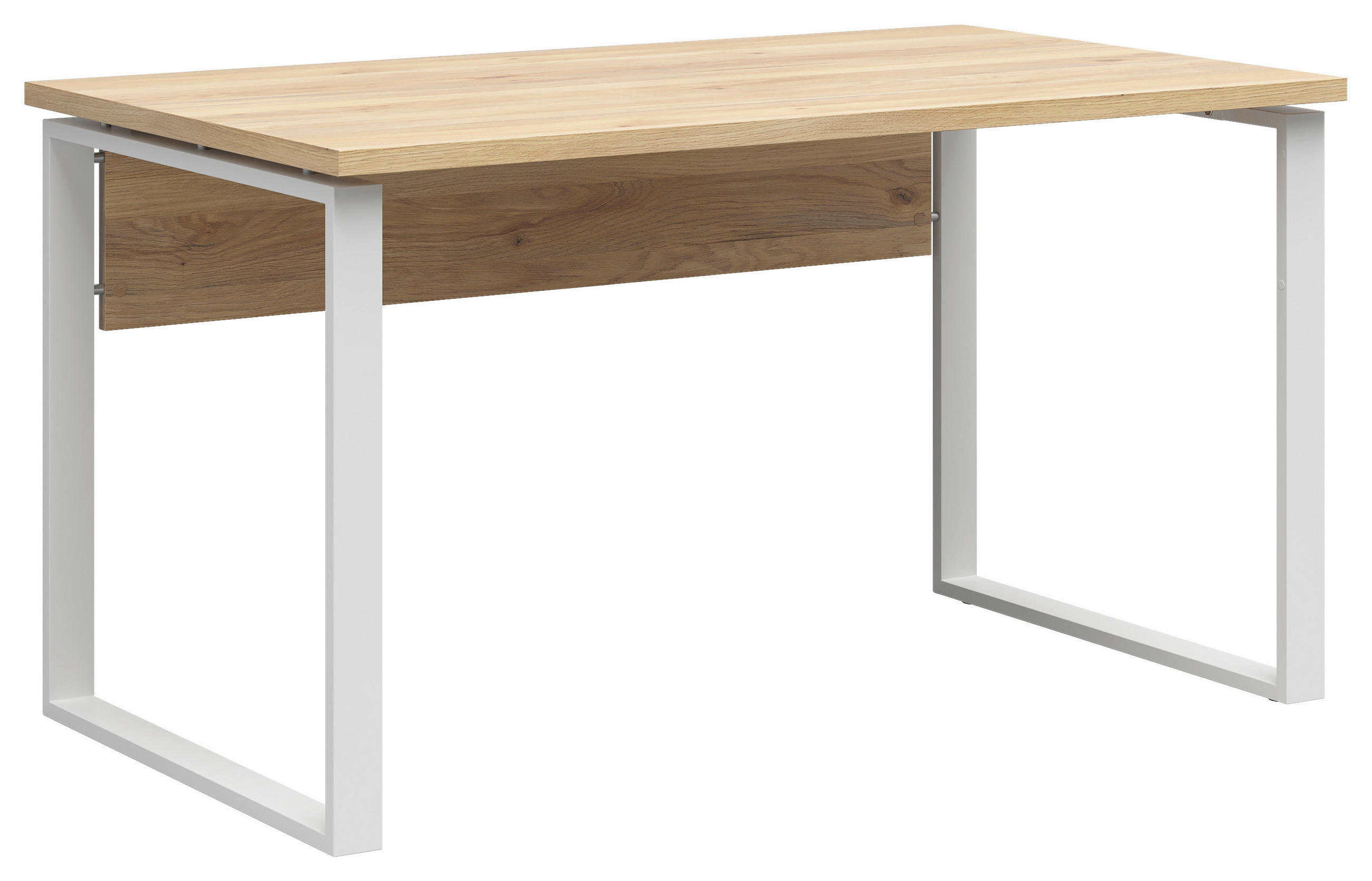 SCHREIBTISCH 138/80/78 cm Weiß, Eichefarben  - Eichefarben/Weiß, KONVENTIONELL, Holzwerkstoff/Metall (138/80/78cm) - Carryhome