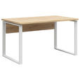 SCHREIBTISCH 138/80/78 cm Weiß, Eichefarben  - Eichefarben/Weiß, KONVENTIONELL, Holzwerkstoff/Metall (138/80/78cm) - Carryhome