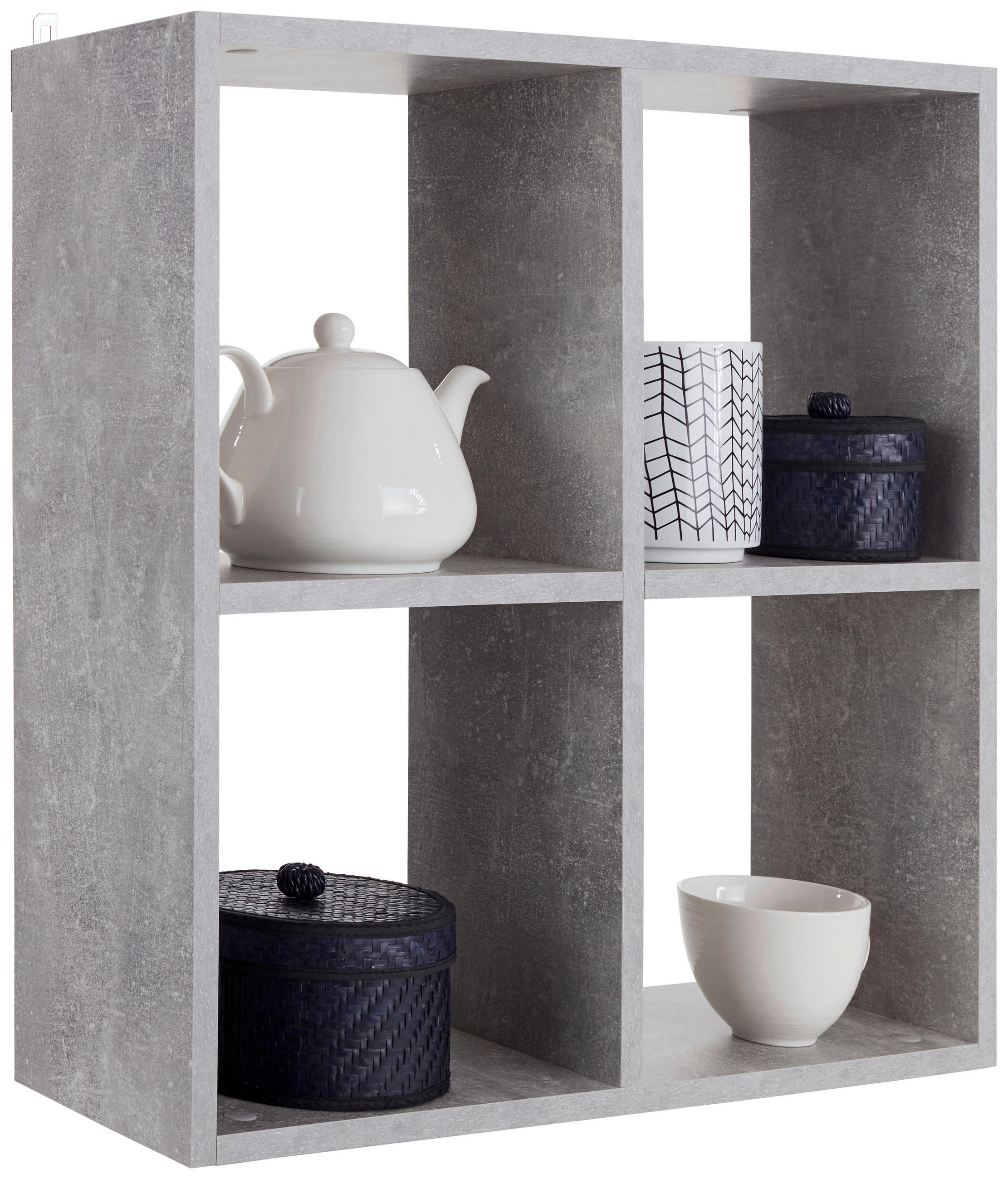 Wandregal Alex B: 60 cm Betonoptik Hell 4 Fächer
