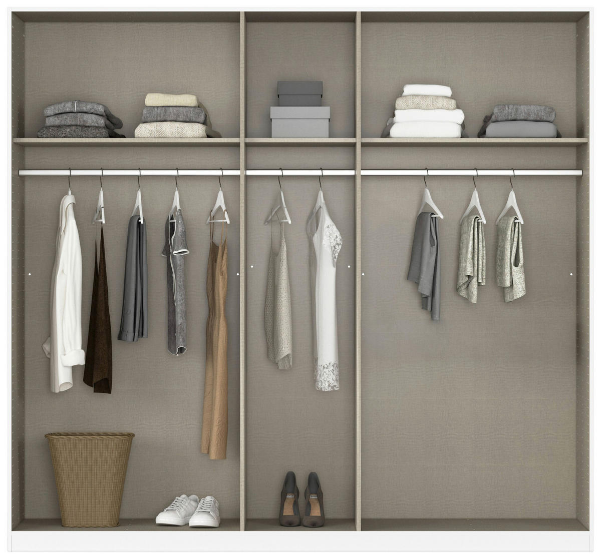 DREHTÜRENSCHRANK 226/197/54 cm,  in Weiß, 5-türig  - Alufarben/Weiß, KONVENTIONELL, Holzwerkstoff/Kunststoff (226/197/54cm) - home24