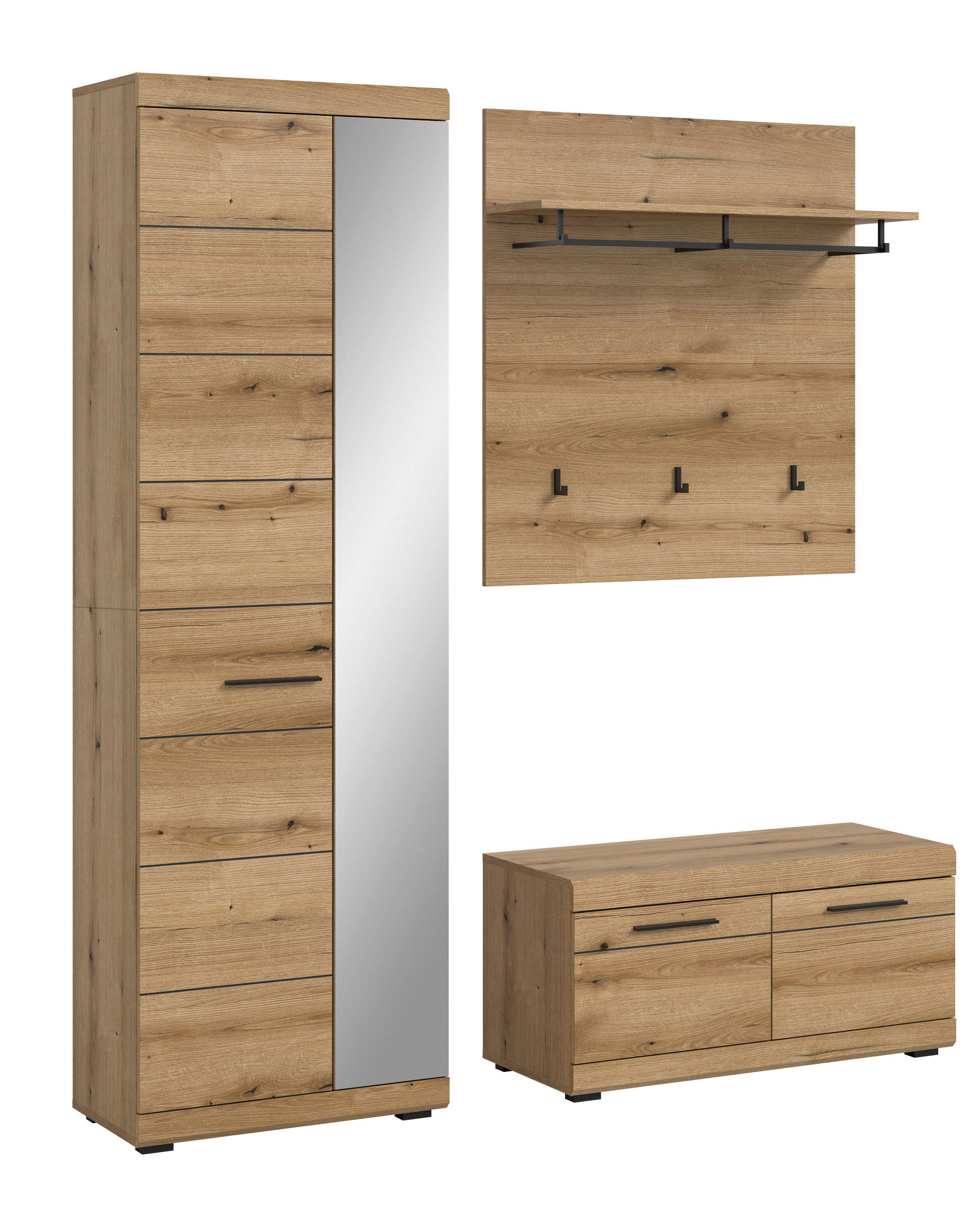 HALLMÖBEL 3 delar i 167/197/40 cm mörk ek 197/167/40 cm
