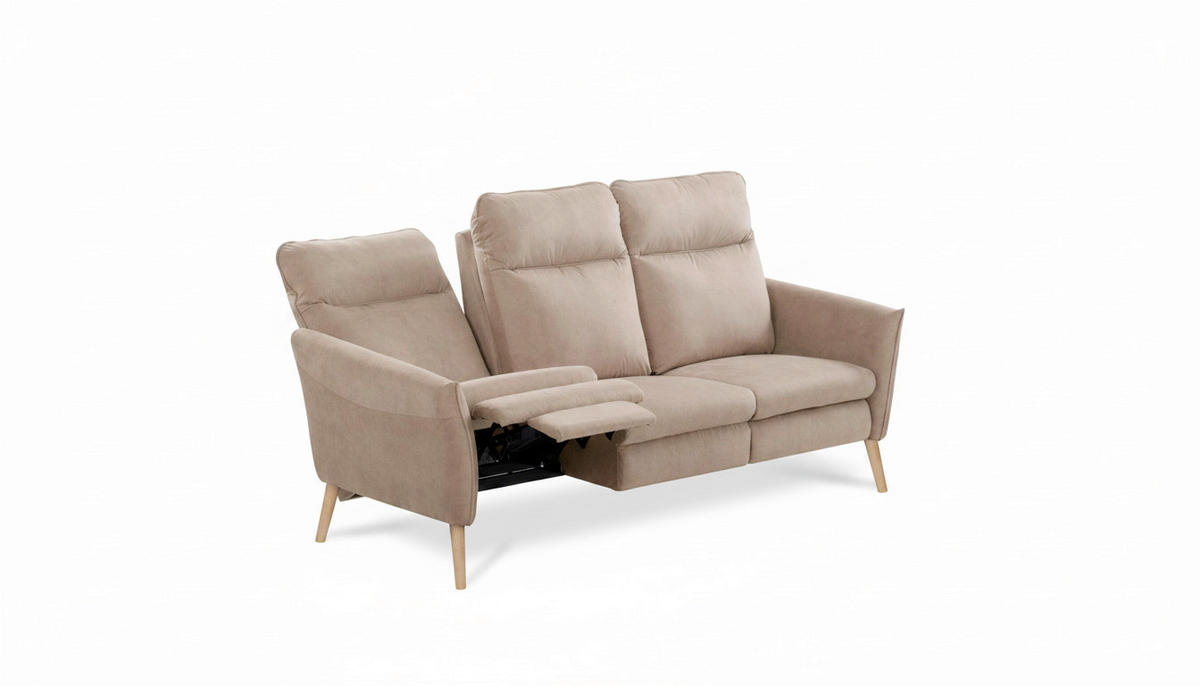 3-SITZER-SOFA  in Mikrofaser Beige Skandinavisch, Modern  - Beige/Buchefarben, Design, Holz/Textil (202/110/92cm) - Livetastic