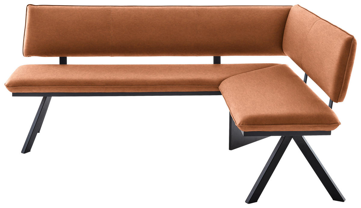 ECKBANK 190/150 cm  in Cognac, Schwarz  - Cognac/Schwarz, MODERN, Textil/Metall (190/150cm) - Cantus