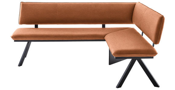 ECKBANK 180/140 cm in Schwarz, Cognac - Cognac/Schwarz, MODERN, Textil/Metall (180/140cm) - Cantus