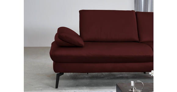 ECKSOFA in Echtleder Beere  - Beere/Schwarz, Design, Leder/Metall (325/157cm) - Dieter Knoll