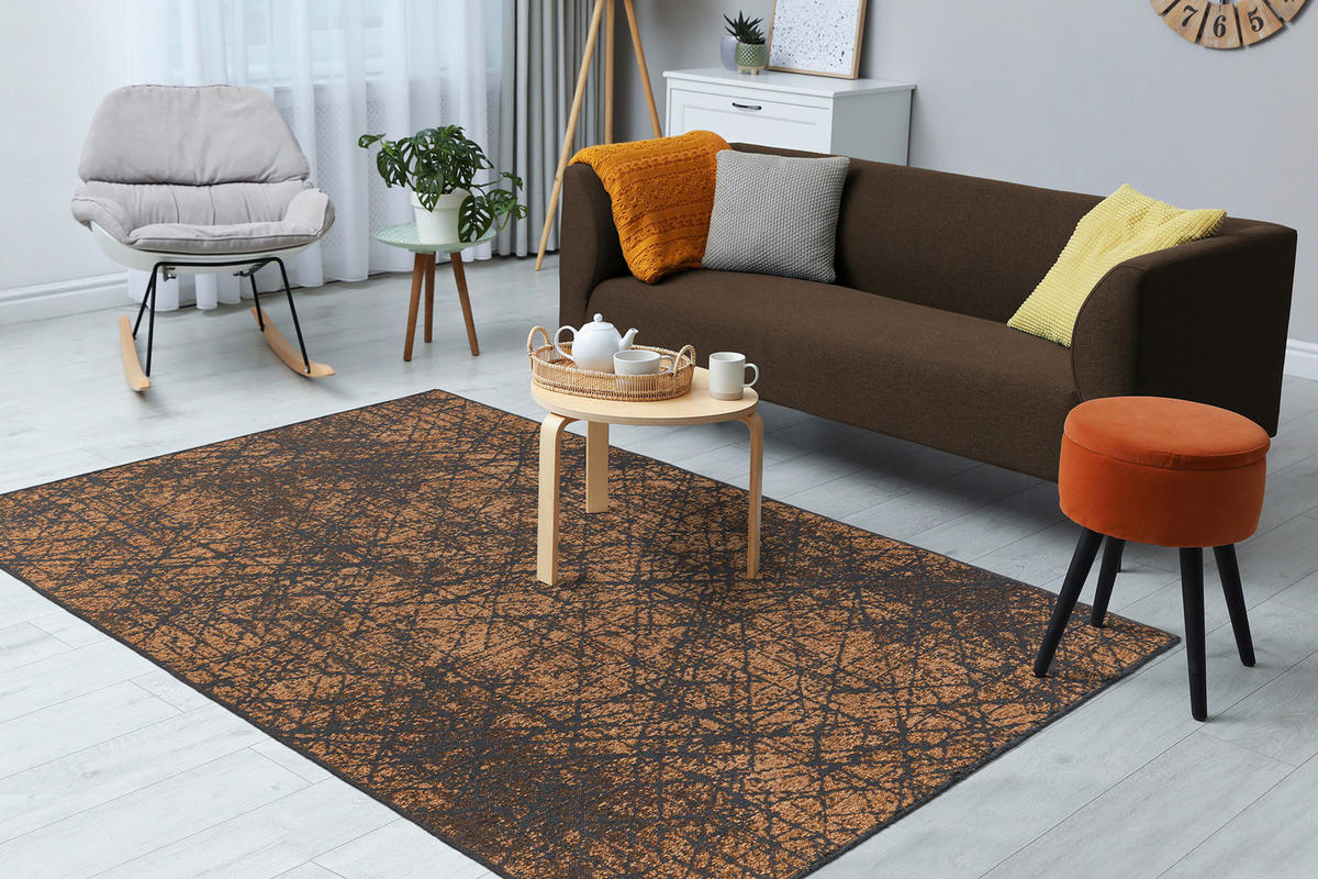 FLATVÄVD MATTA 160/230 cm  - brun/gul, Basics, textil (160/230cm) - Kayoom