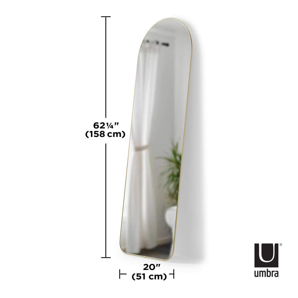 STANDSPIEGEL 51/158/4 cm  - Goldfarben, Basics, Glas/Metall (51/158/4cm) - Umbra