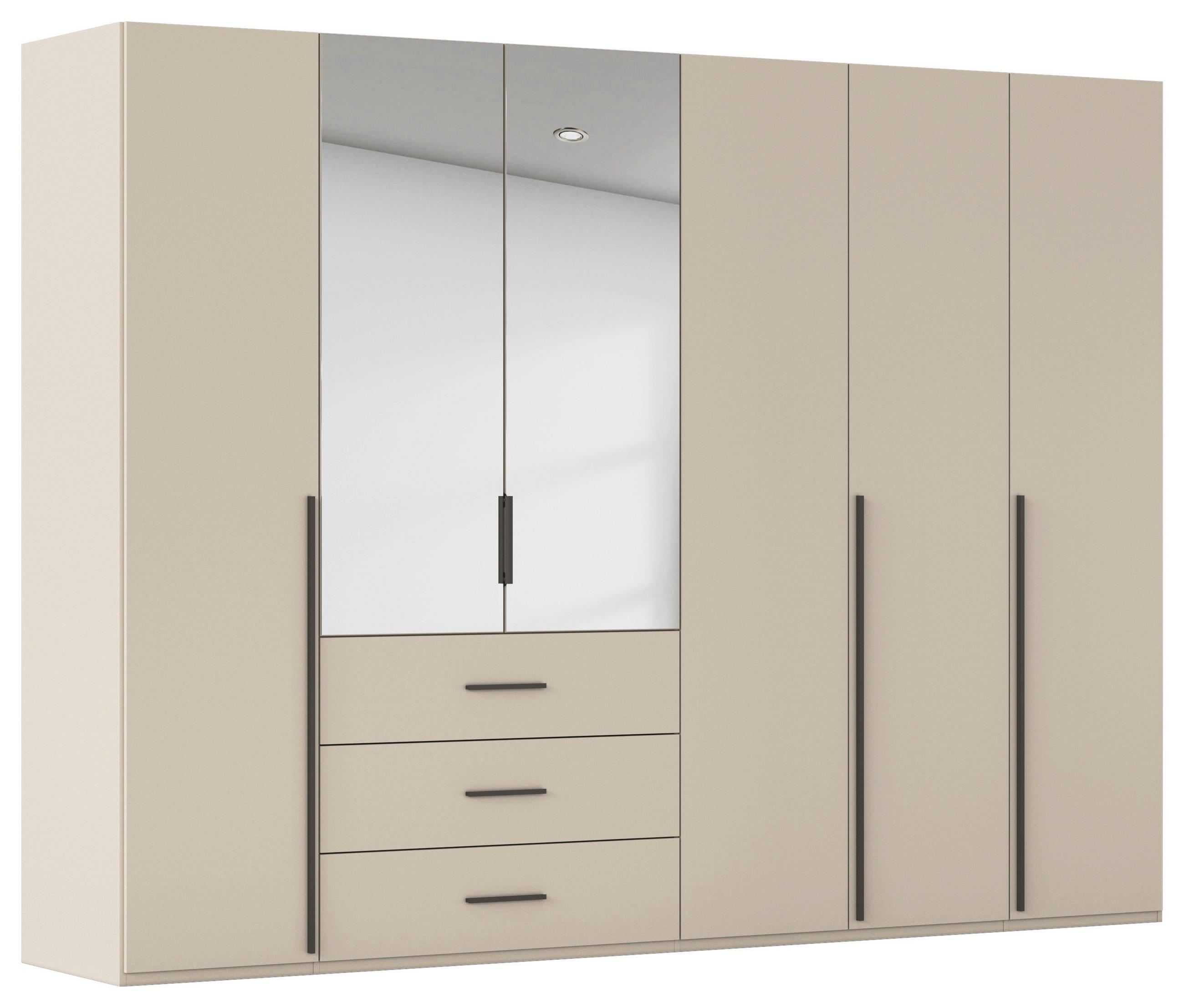 DREHTÜRENSCHRANK 301/223/60 cm,  in Champagner, 6-türig  - Champagner/Graphitfarben, Design, Glas/Holzwerkstoff (301/223/60cm) - home24