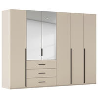 DREHTÜRENSCHRANK 301/223/60 cm,  in Champagner, 6-türig  - Champagner/Graphitfarben, Design, Glas/Holzwerkstoff (301/223/60cm) - home24