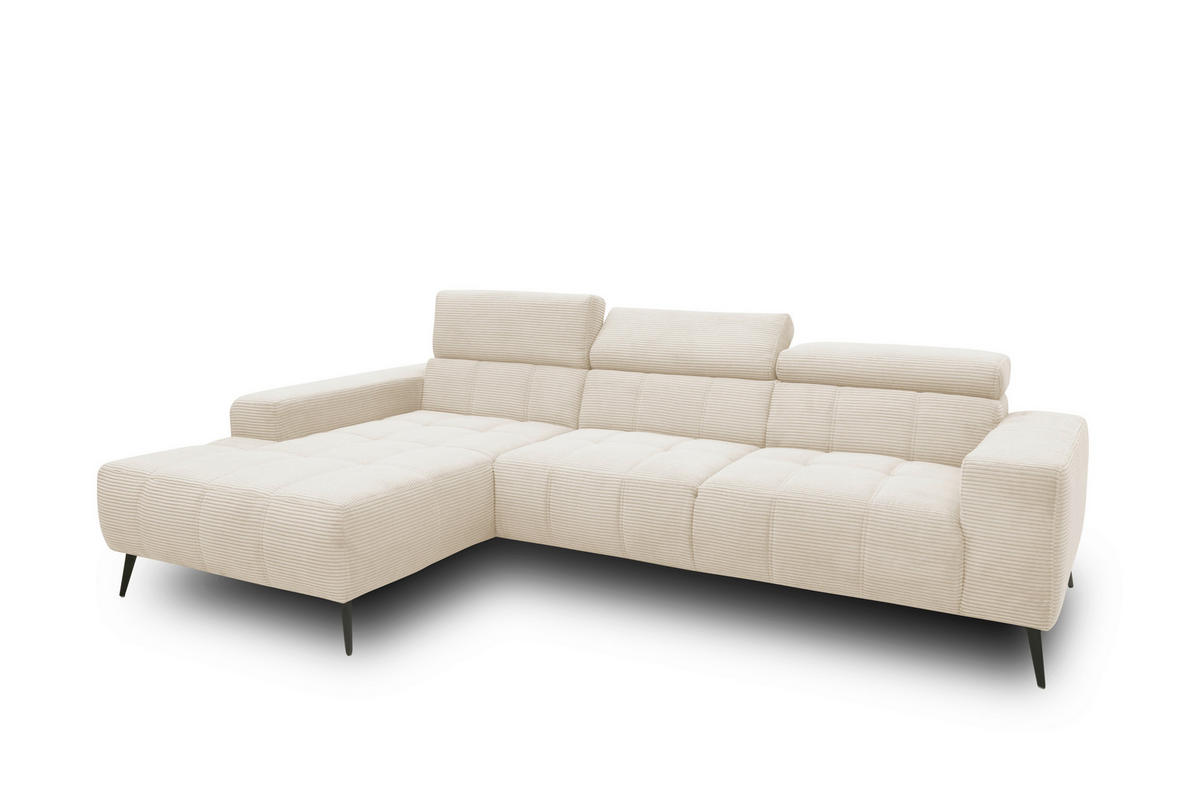ECKSOFA TRENTO Creme Mikrofaser  - Dunkelgrau/Creme, MODERN, Textil/Metall (287/175cm) - MID.YOU