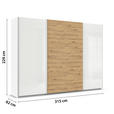 SCHWEBETÜRENSCHRANK  in Eiche Artisan, Weiß Hochglanz  - Weiß Hochglanz/Alufarben, KONVENTIONELL, Holzwerkstoff/Metall (315/229/62cm) - Xora