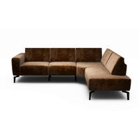 ECKSOFA Cosy Braun Samt  - Schwarz/Braun, Design, Textil/Metall (256/193cm) - SENSOO