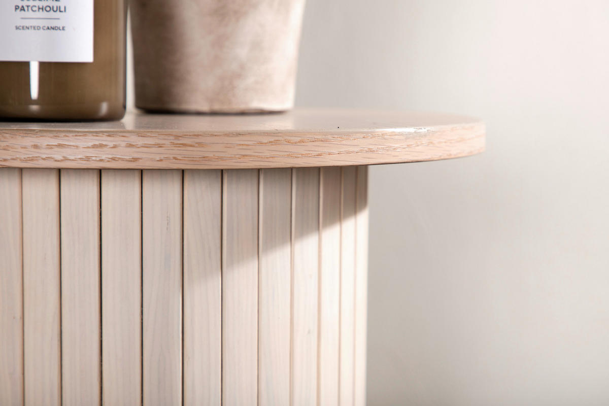 BEISTELLTISCH 40/40/65 cm Weiß, Beige rund  - Beige/Weiß, Design, Holzwerkstoff (40/40/65cm) - Livetastic