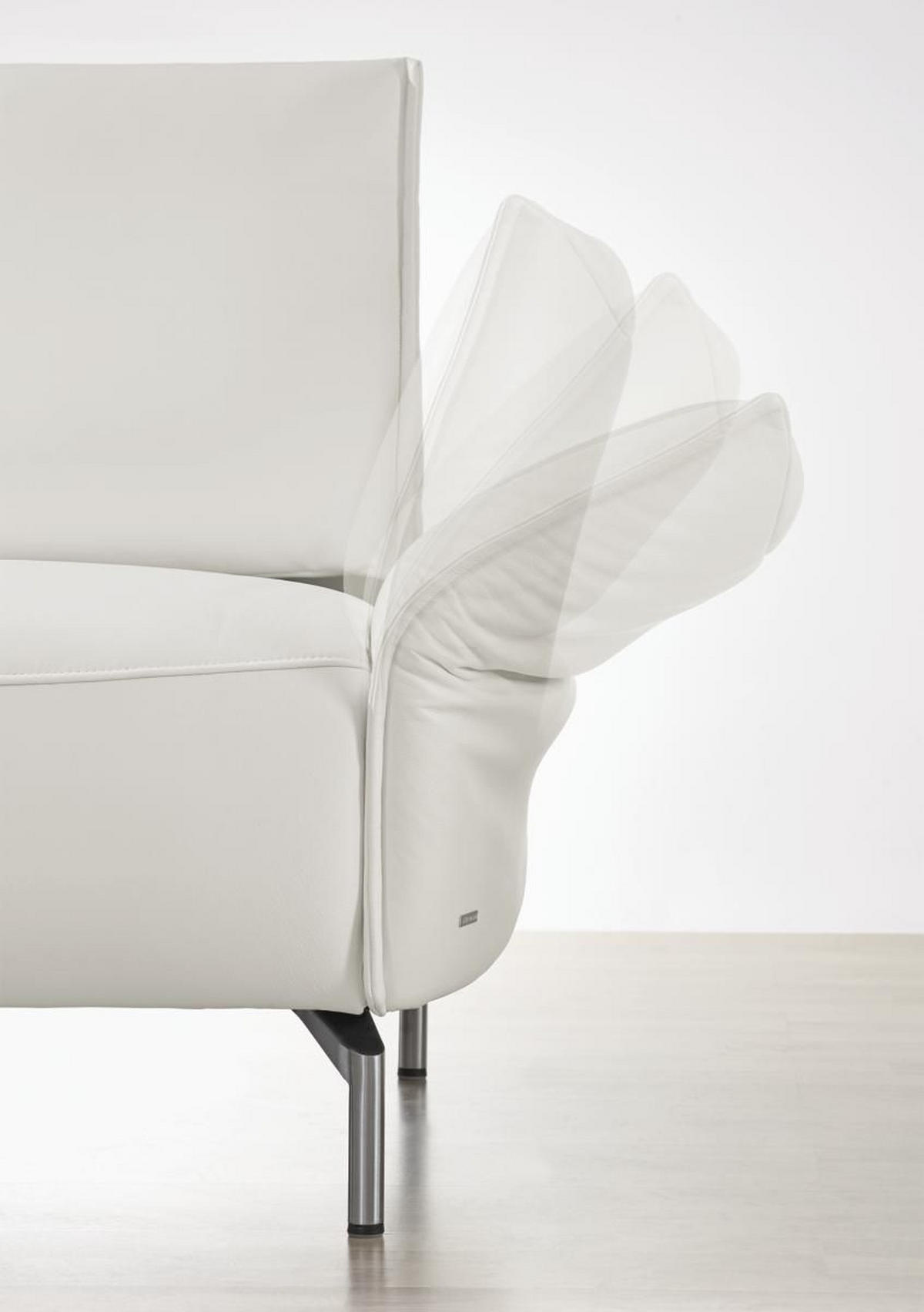 2,5-SITZER Echtleder Weiß  - Weiß/Nickelfarben, Design, Leder/Metall (200/107/88cm) - Koinor