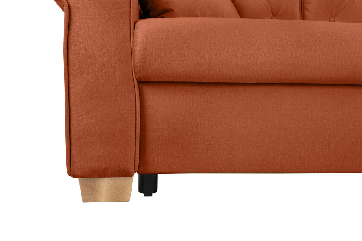 SCHLAFSOFA  mit Bettkasten erhältlich, Liegefunktion, Rücken echt, Armteil links, Armteil rechts Terracotta  - Buchefarben/Terracotta, Design, Holz/Textil (240/94/98cm) - MID.YOU