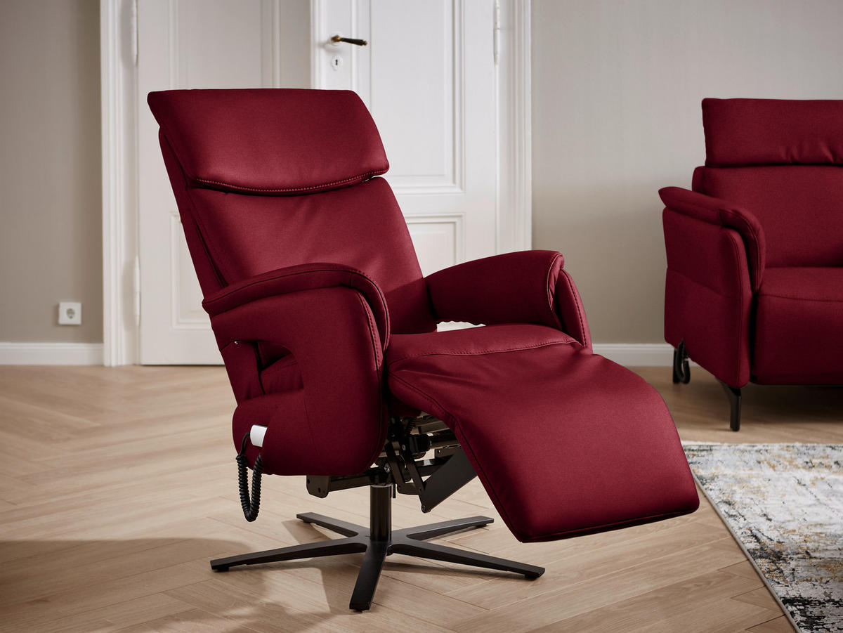 RELAXSESSEL in Textil Rot  - Rot/Schwarz, Design, Textil/Metall (70/117/85cm) - Dieter Knoll
