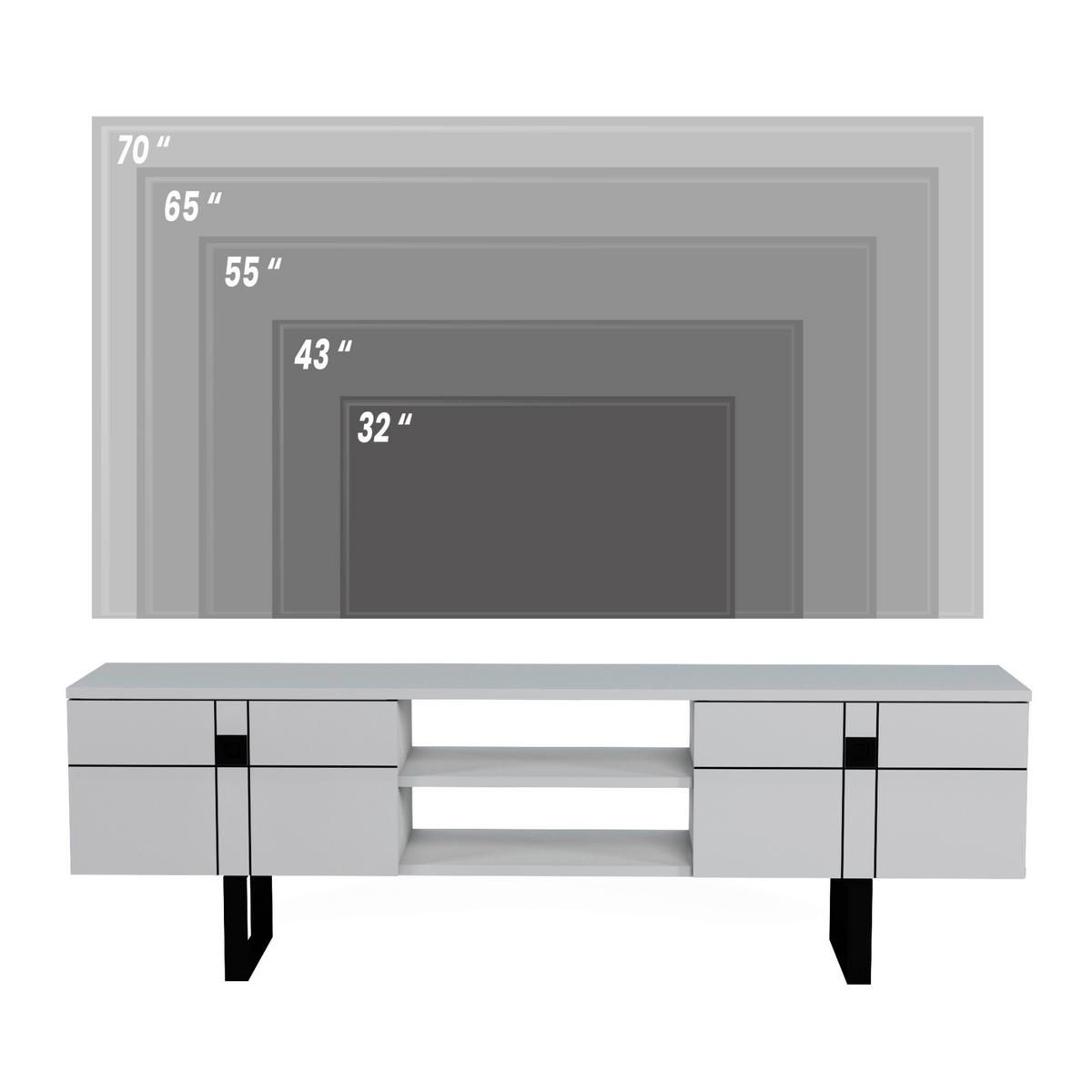 TV-BÄNK 160/50/35 cm  - vit/svart, Design, trämaterial (160/50/35cm) - Livetastic