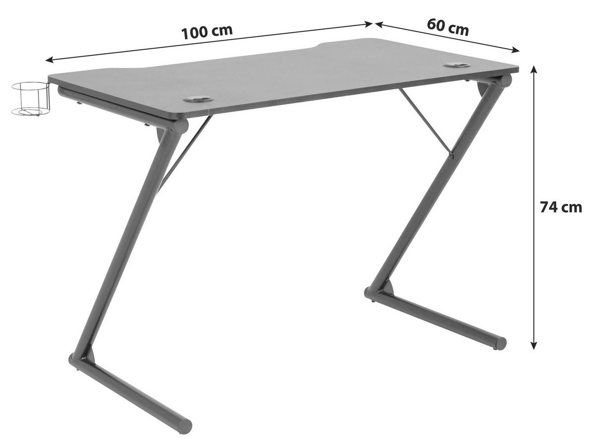 GAMING MIZA kovina, leseni material črna  - črna, Konvencionalno, kovina/leseni material (100/60/74cm) - Livetastic