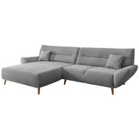 ECKSOFA in Chenille Silberfarben  - Wildeiche/Silberfarben, Modern, Holz/Textil (166/290cm) - MID.YOU