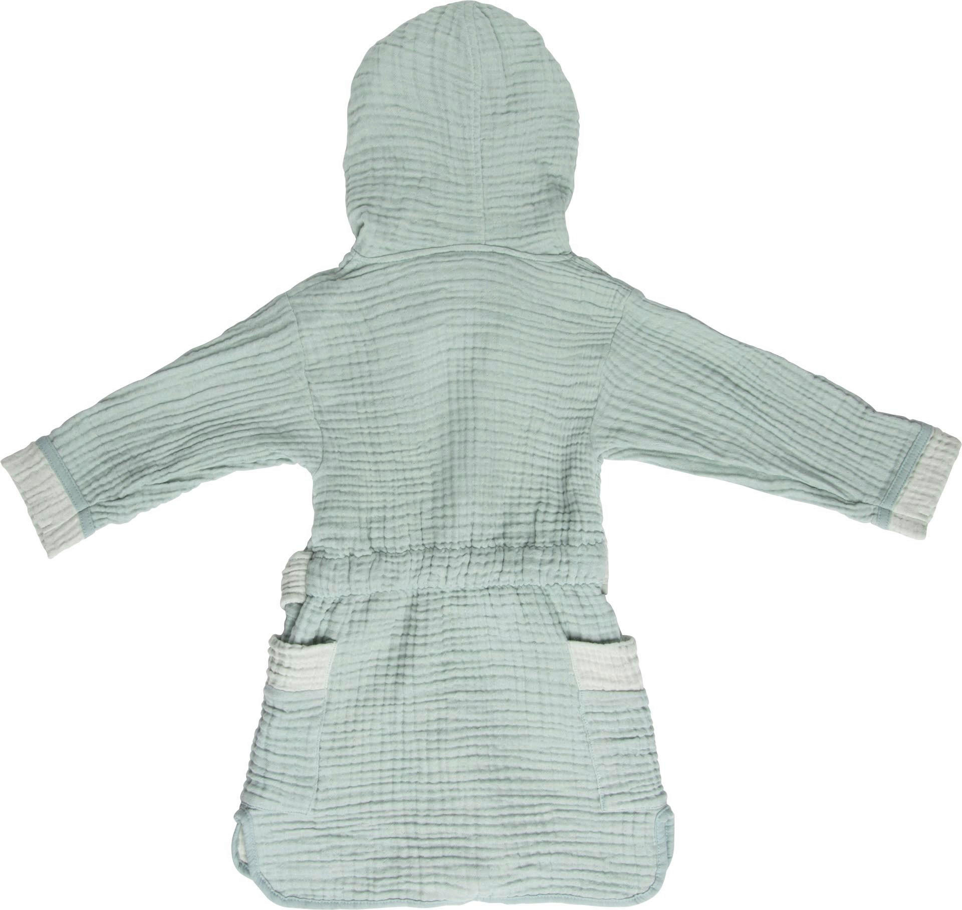 Thumbnail - Bebe Jou Kinderbademantel Pure Cotton Green, Grün, Pastellgrün, Textil, Gr. 86/92, Oeko-Tex® Standard 100, Taschen, ange...