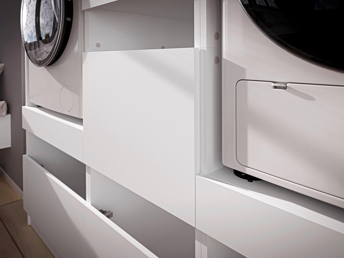 WASCHMASCHINENSCHRANK  68/200/68 cm  - Schwarz/Weiß, Design, Holzwerkstoff/Metall (68/200/68cm) - Milino