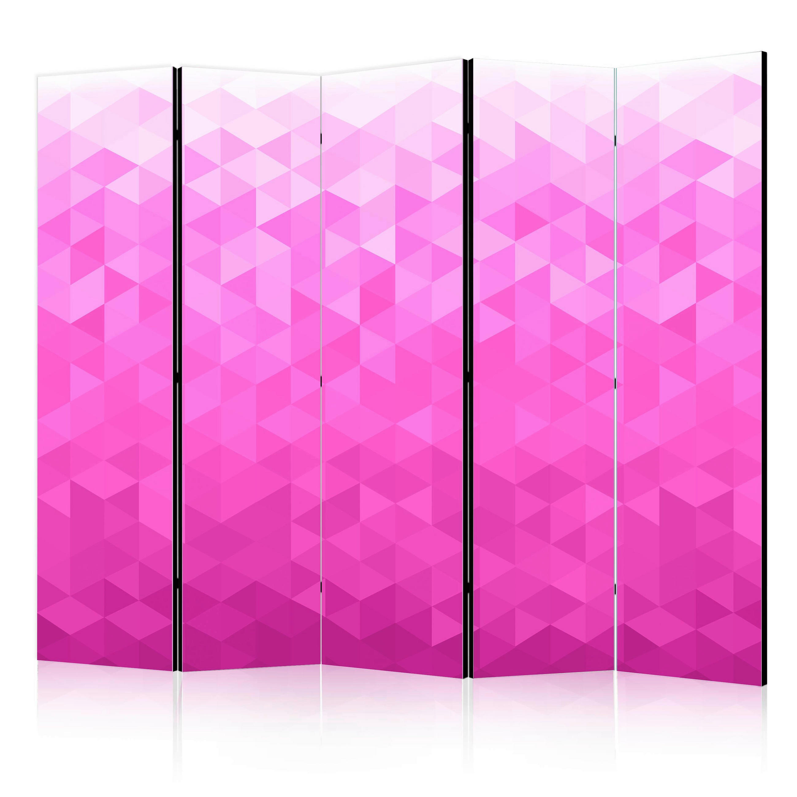 PARAVENT mit 5  Flügel - Pink/Weiß, Basics, Holz/Textil (225/172/3cm) - artgeist