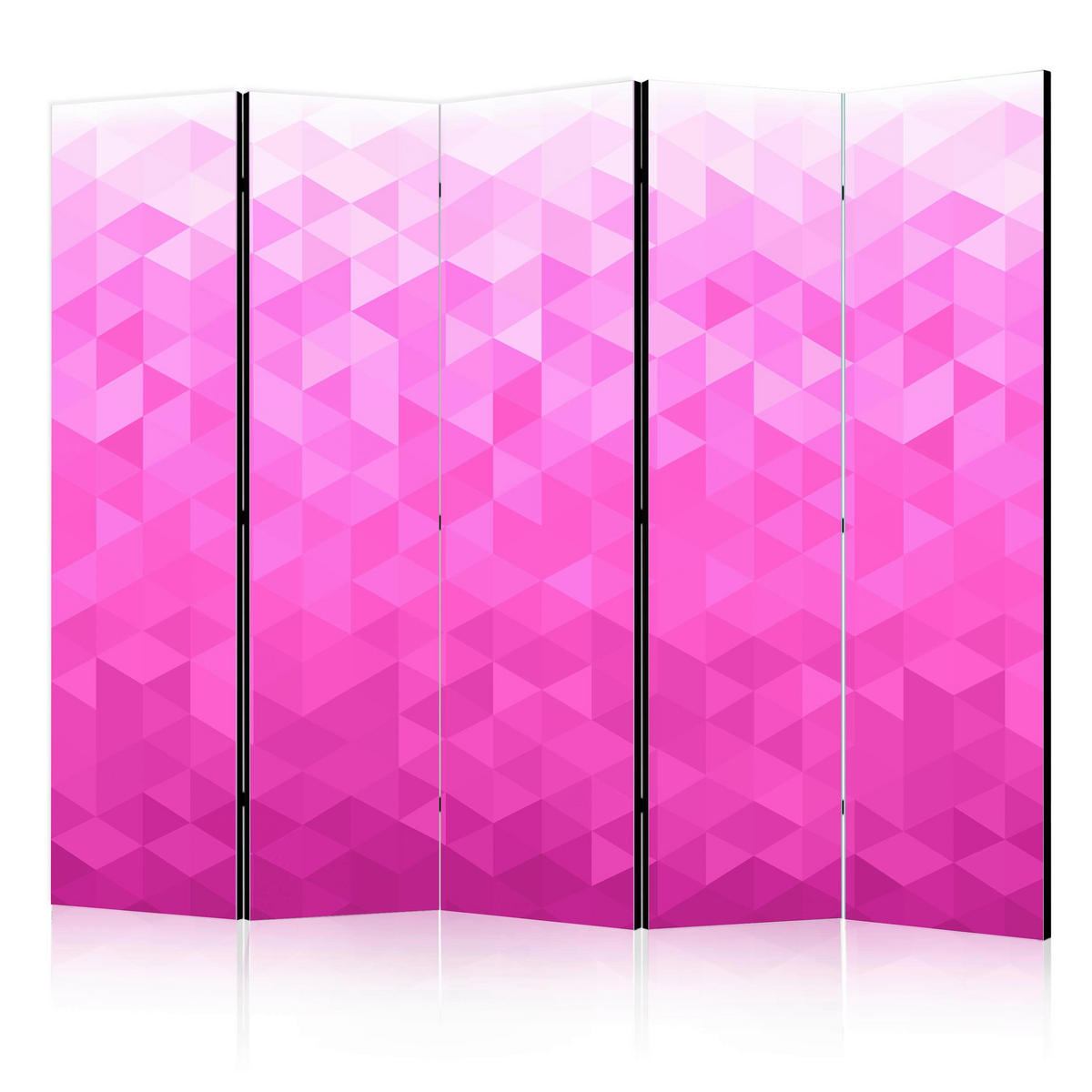 PARAVENT mit 5  Flügel - Pink/Weiß, Basics, Holz/Textil (225/172/3cm) - artgeist