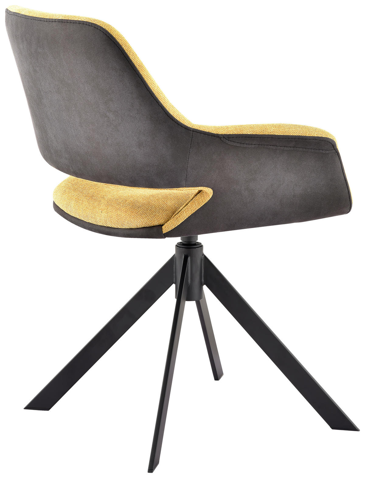 ARMLEHNSTUHL  in Eisen Mikrofaser, Leinenoptik  - Dunkelgrau/Gelb, Design, Textil/Metall (66/83,5/62,5cm) - Novel