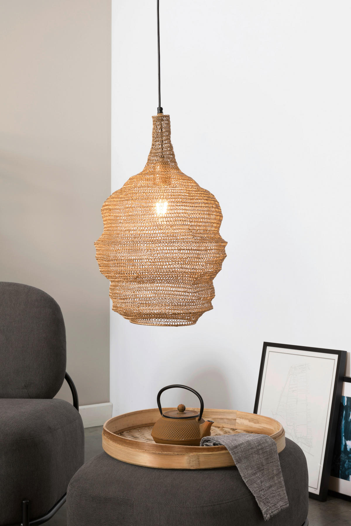 HÄNGELEUCHTE PENDANT LAMP LENA M BRASS - Messingfarben, Design, Metall (37/155cm) - Zuiver