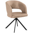 ARMLEHNSTUHL  Stoffauswahl, Sitzfläche 360° drehbar, inklusive Armlehnen, automatische Rückholfunktion Lederlook (vegan)  - Beige/Schwarz, KONVENTIONELL, Textil/Metall (56/84/59cm) - Moderano