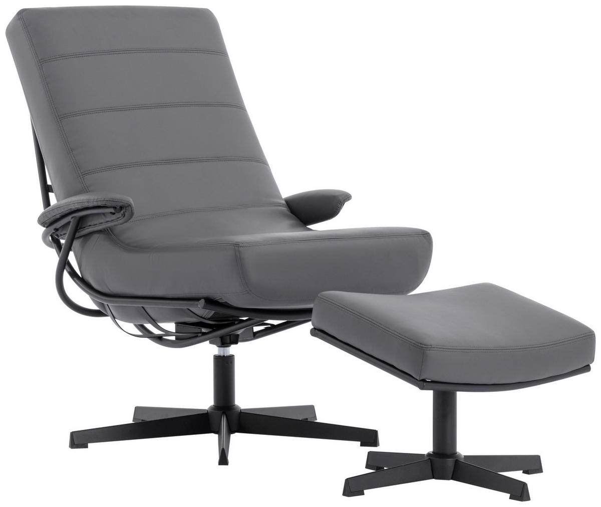 RELAXAČNÉ KRESLO S PODNOŽKOU, textil, sivá - čierna/sivá, Design, kov/textil (68/101/85cm) - Livetastic