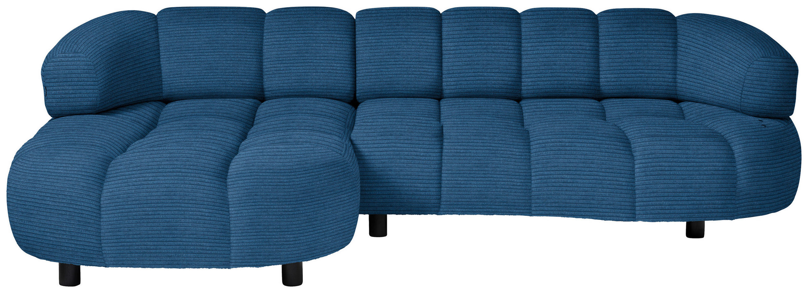 ECKSOFA in Velours, Cord Blau  183/284 cm  - Blau/Schwarz, Design, Holz/Textil (183/284cm) - Welnova