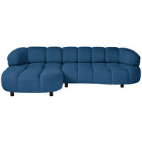 ECKSOFA in Cord, Velours Blau  - Blau/Schwarz, Design, Holz/Textil (183/284cm) - Welnova