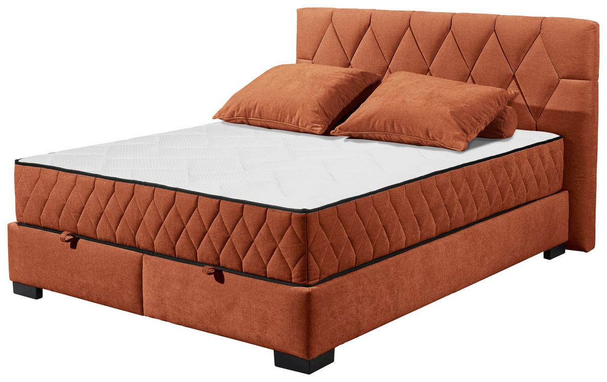 BOXBETT 160/200 cm  in Cognac  - Cognac/Schwarz, Modern, Holzwerkstoff/Kunststoff (160/200cm) - MID.YOU