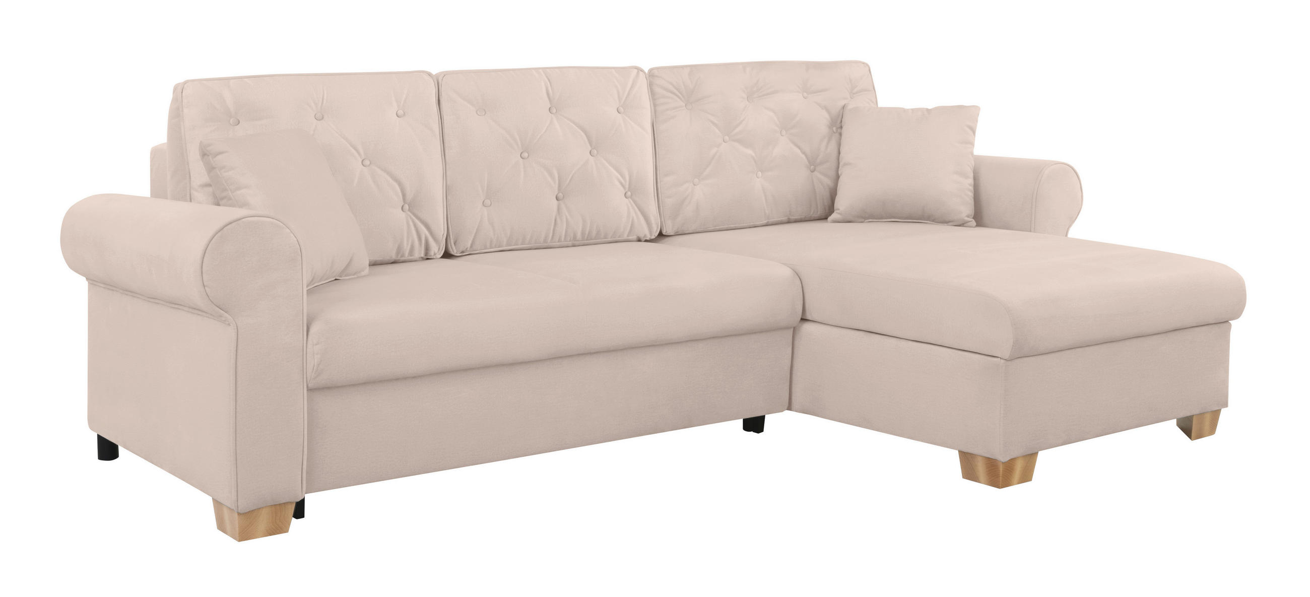 ECKSOFA in Beige - Beige/Buchefarben, Design, Holz/Textil (266/161cm) - MID.YOU