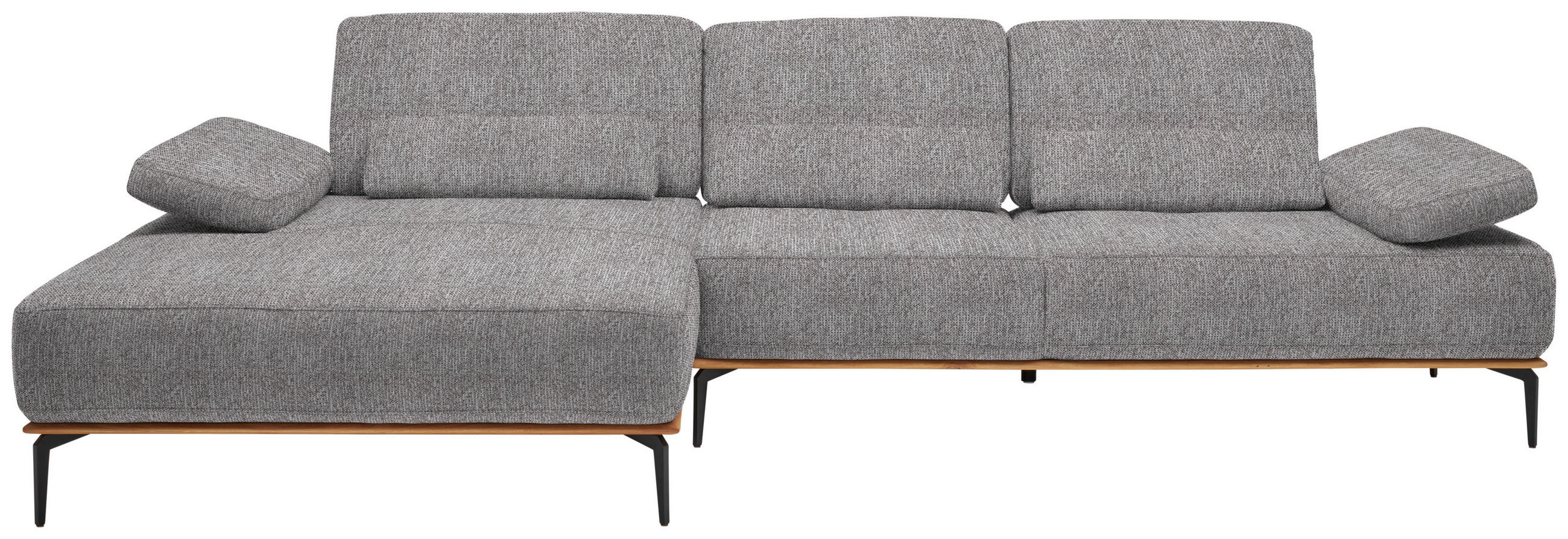 ECKSOFA in Flachgewebe Hellgrau  176/314 cm  - Hellgrau/Schwarz, Natur, Holz/Textil (176/314cm) - Valnatura
