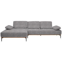 ECKSOFA in Flachgewebe Hellgrau  - Hellgrau/Schwarz, Natur, Holz/Textil (176/314cm) - Valnatura