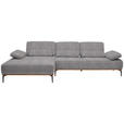 ECKSOFA in Flachgewebe Hellgrau  - Hellgrau/Schwarz, Natur, Holz/Textil (176/314cm) - Valnatura