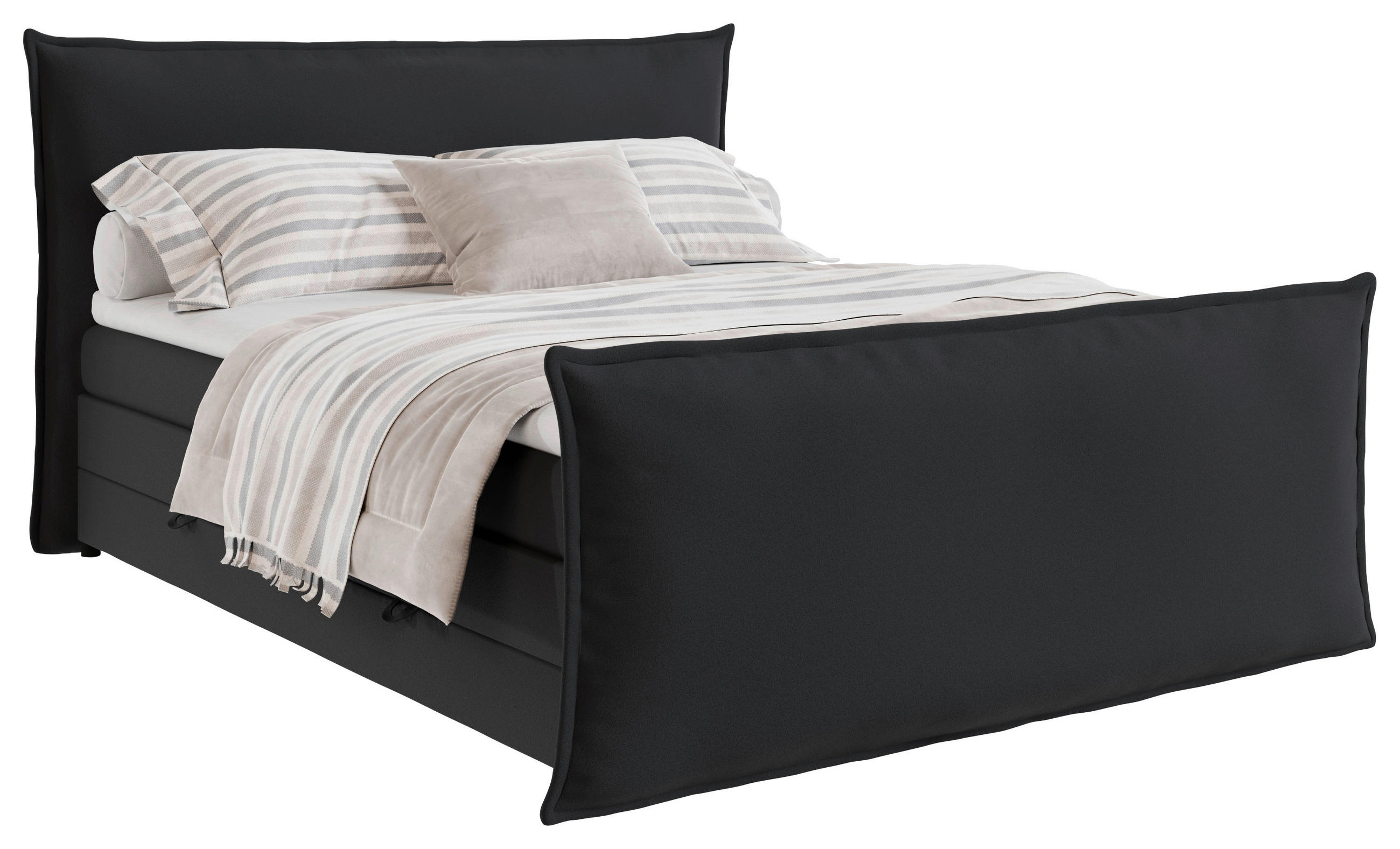 BOXSPRINGBETT 180/200 cm  in Grau  - Schwarz/Grau, MODERN, Textil (180/200cm) - MID.YOU