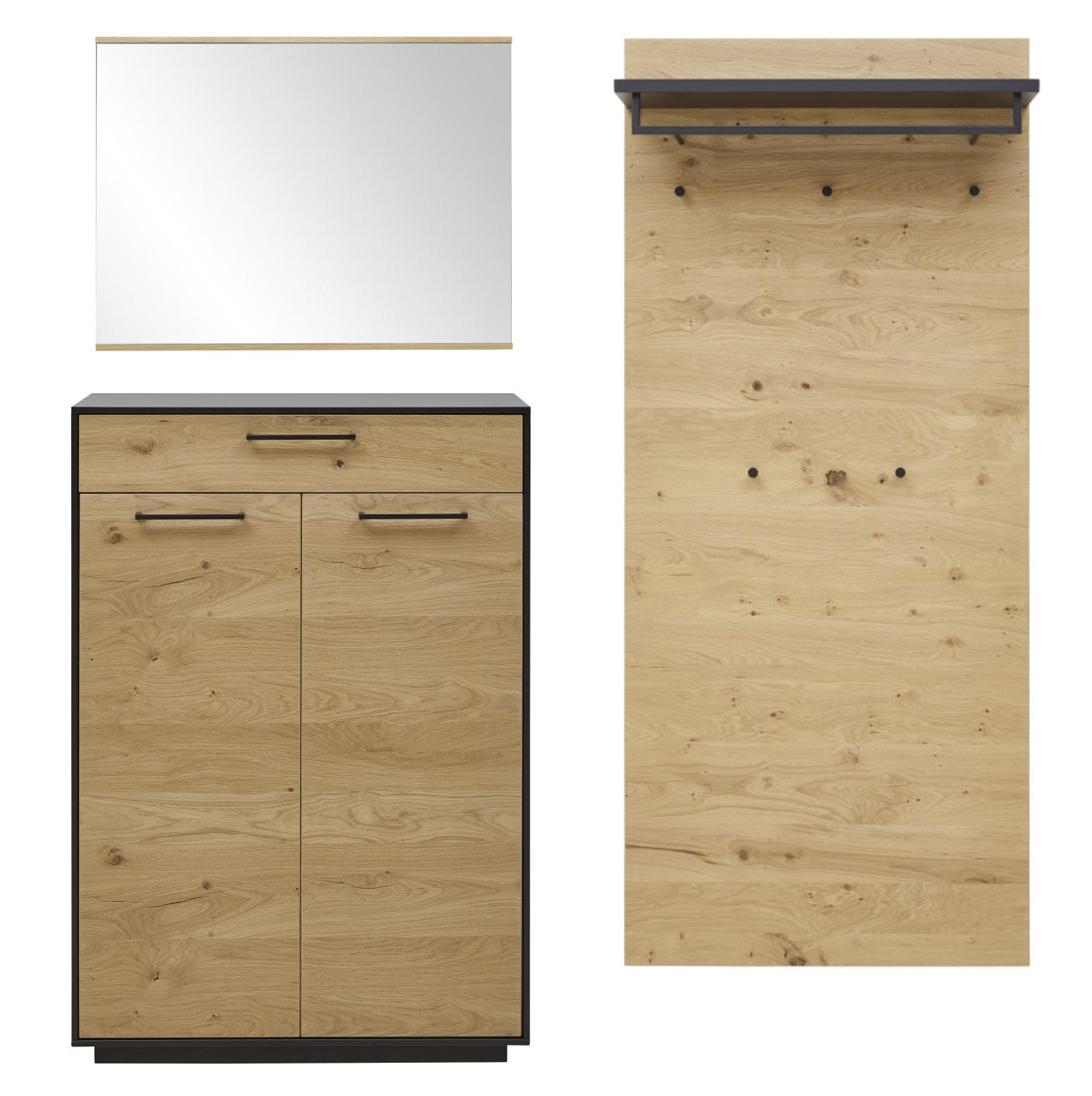 GARDEROBE 4-teilig  in 180/193/37 cm  - Eichefarben/Anthrazit, Design, Holz (180/193/37cm) - Dieter Knoll