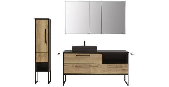 BADEZIMMER - Dunkelgrau/Eichefarben, MODERN, Glas/Holzwerkstoff (150cm) - Dieter Knoll