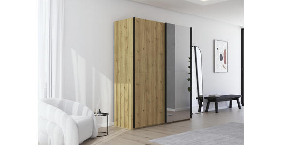 SCHWEBETÜRENSCHRANK 180/223/68 cm 2-türig Eichefarben  - Eichefarben/Schwarz, Design, Holz/Holzwerkstoff (180/223/68cm) - Novel