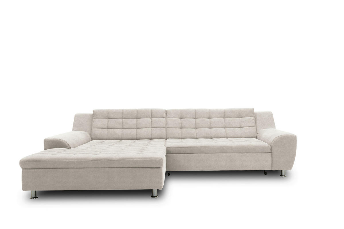 ECKSCHLAFSOFA MORTON Beige Mikrofaser  - Chromfarben/Beige, MODERN, Textil/Metall (304/200/84cm) - MID.YOU