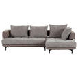ECKSOFA in Flachgewebe Braun 263/195 cm - Schwarz/Braun, KONVENTIONELL, Textil/Metall (263/195cm) - Carryhome