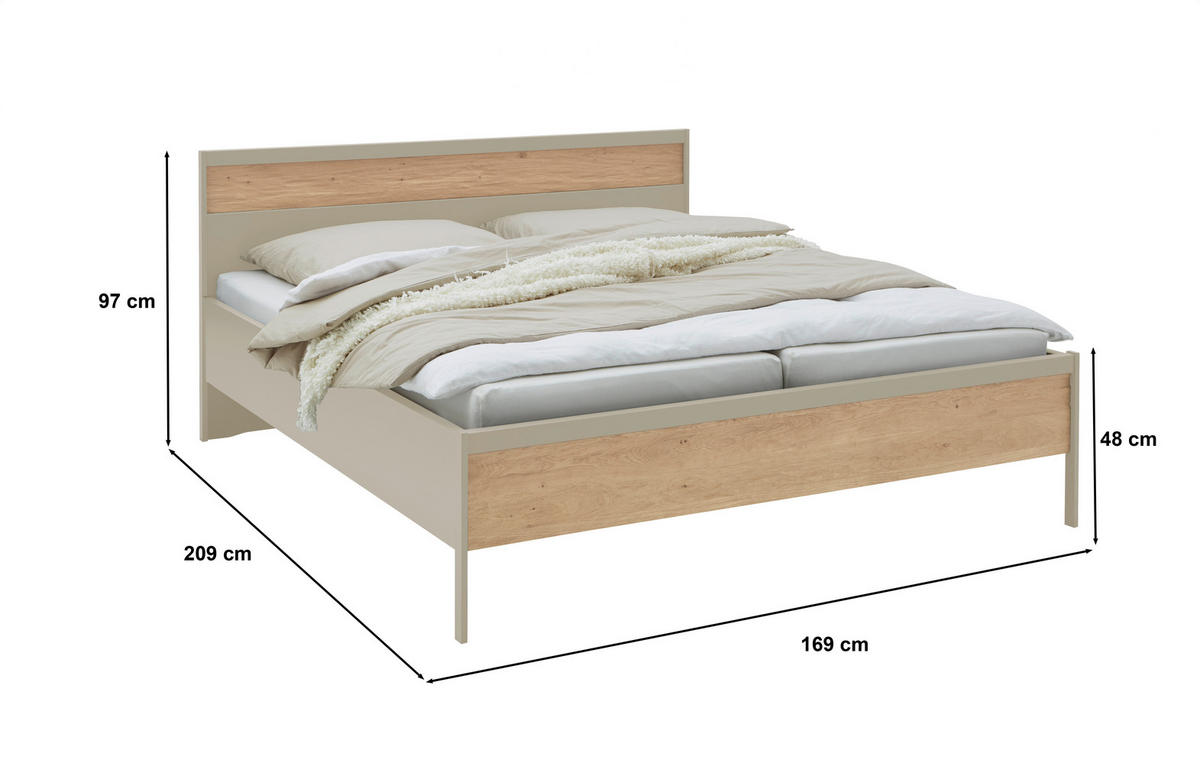 BETT 180/200 cm  in Eichefarben, Champagner   - Champagner/Eichefarben, Konventionell, Holz/Holzwerkstoff (180/200cm) - Dieter Knoll