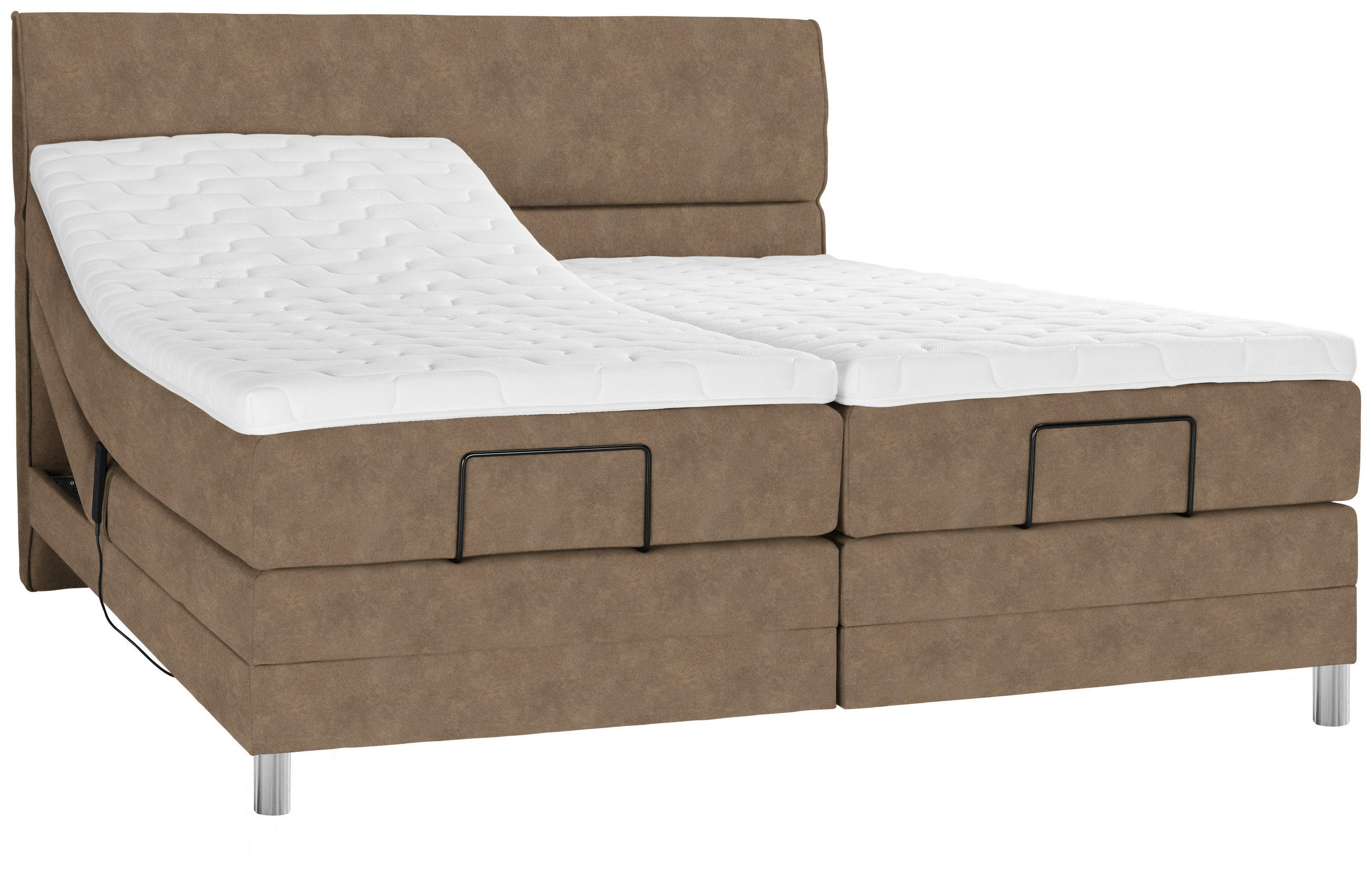 BOXSPRINGBETT 180/200 cm  in Braun  - Chromfarben/Braun, KONVENTIONELL, Kunststoff/Textil (180/200cm) - Voleo