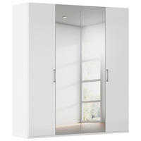 DREHTÜRENSCHRANK 201/223/61 cm,  in Weiß, Weiß Hochglanz, 4-türig  - Chromfarben/Edelstahlfarben, Basics, Glas/Holzwerkstoff (201/223/61cm) - Novel