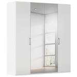 DREHTÜRENSCHRANK 201/223/61 cm,  in Weiß, Weiß Hochglanz, 4-türig  - Chromfarben/Edelstahlfarben, Basics, Glas/Holzwerkstoff (201/223/61cm) - Novel