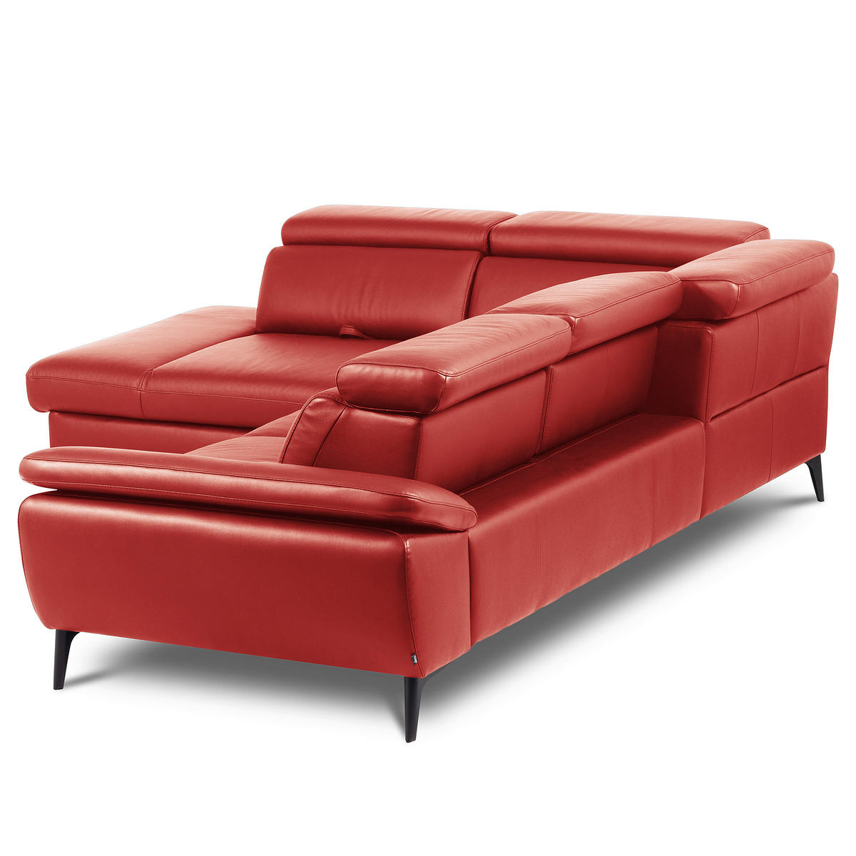 ECKSOFA Rot Echtleder Lederlook Bettkasten, Schlaffunktion, Rücken echt, Armteilverstellung, Kopfteilverstellung, Sitztiefenverstellung  - Rot/Schwarz, Design, Leder/Textil (220/274cm) - Livetastic