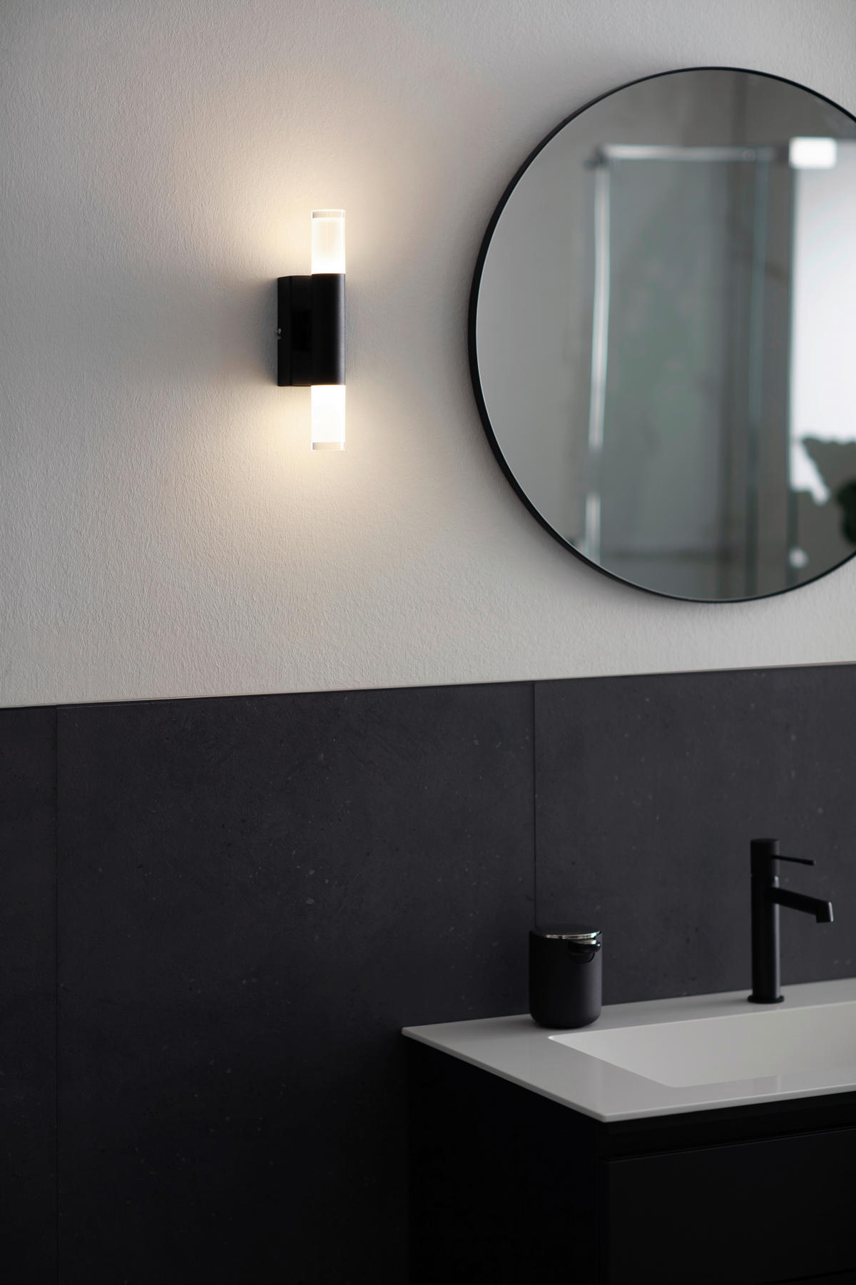 BADEZIMMER-WANDLEUCHTE 7/29 cm   - Sandfarben/Schwarz, Basics, Glas/Metall (7/29cm) - Schöner Wohnen